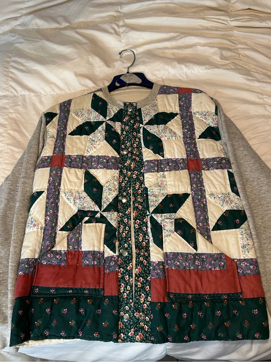 Jackets & Blazers - Quilted Patchwork Green and Cream Women's Jacket
